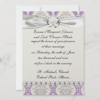 Invitation régal violet gris et crème damassé
