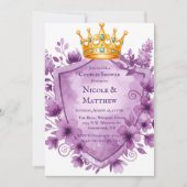 Invitation Regal violet Mariage de crête florale (Devant)