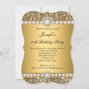 Invitation Regard élégant avec paillettes dorées et garniture