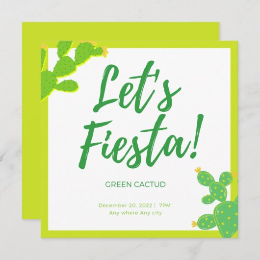 Invitation Regarde-moi grandir Cactus succulent vert Fête Fav (Devant / Derrière)