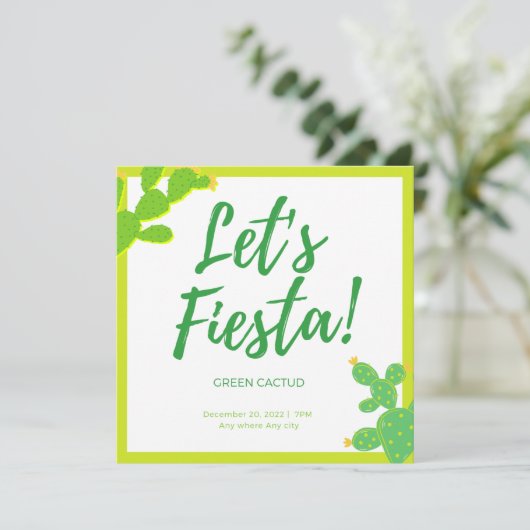 Invitation Regarde-moi grandir Cactus succulent vert Fête Fav (Debout devant)