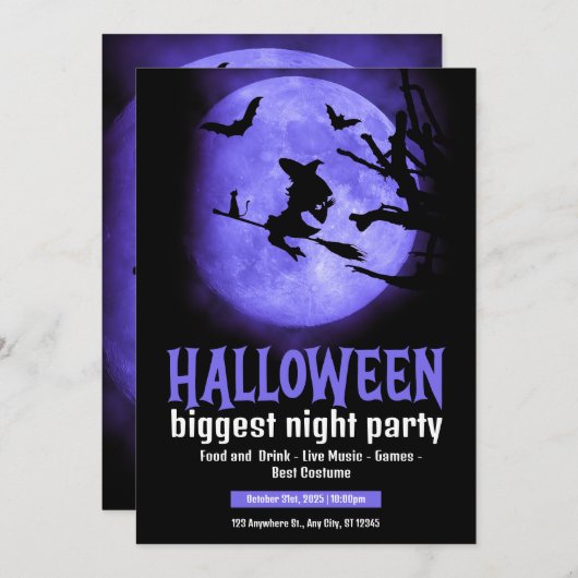 Invitation Regardez cette Halloween effrayante (Devant / Derrière)