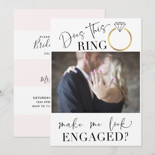 Invitation Regardez la photo Blush Fête des mariées blanche (Devant / Derrière)