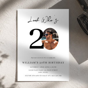 Invitation Regardez les 20 ans Anniversaire Moderne Simple Ph