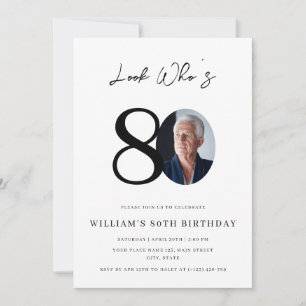 Invitation Regardez les 80 ans Anniversaire Moderne Simple Ph