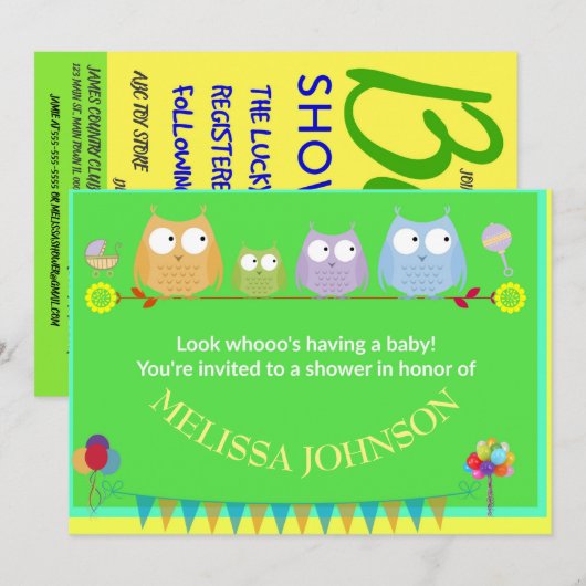 Invitation Regardez l'invitation d'art de douche de bébé chou (Devant / Derrière)