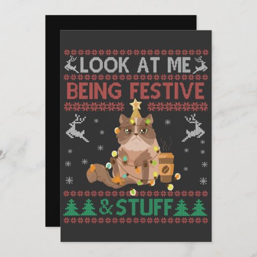 Invitation Regardez-moi être Festive & Stuff vilain Chat de N (Devant / Derrière)