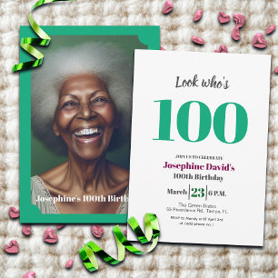 Invitation Regardez qui a 100 ans ! Photo de fête d'anniversa