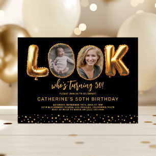 Invitation Regardez qui a 50 ans Or noir Photo Cinquante Anni