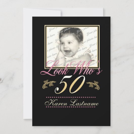 Invitation Regardez qui a 50 photos (Devant)