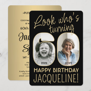 Invitation Regardez qui a 60 ans Fête d'anniversaire noire et