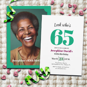 Invitation Regardez qui a 65 ans ! Photo de fête d'anniversai