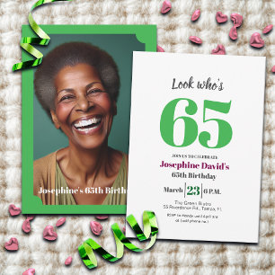 Invitation Regardez qui a 65 ans ! Photo de fête d'anniversai