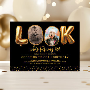 Invitation Regardez qui a 80 ans Photo Black Gold Quatre-ving