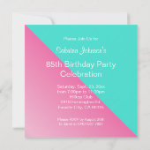 Invitation Regardez qui a 85 ans en rose et turquoise 85e ann (Dos)