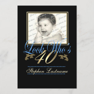Invitation Regardez qui est 40 Photo Blue