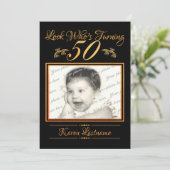 Invitation Regardez qui est 50 Photo Orange (Debout devant)