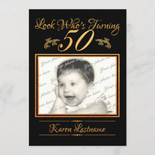 Invitation Regardez qui est 50 Photo Orange