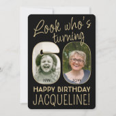 Invitation Regardez qui est 60 Black & Gold Anniversaire Part (Devant)