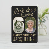 Invitation Regardez qui est 60 Black & Gold Anniversaire Part (Debout devant)