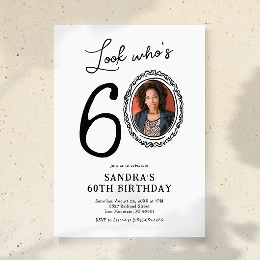 Invitation Regardez qui est 60 photo Anniversaire adulte