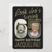 Invitation Regardez qui est 65 Black & Gold Anniversaire Part (Devant)