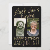 Invitation Regardez qui est 75 Black & Gold Anniversaire Part (Devant)