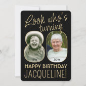 Invitation Regardez qui est 80 Black & Gold Anniversaire Part (Devant)