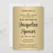 Invitation Regardez qui est 80 Black & Gold Anniversaire Part (Dos)