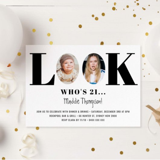 Invitation Regardez qui est anniversaire drôle Photo Invitati