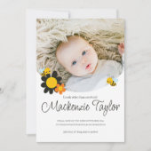 Invitation Regardez qui est ici Nouveau bébé abeille thème Fa (Devant)