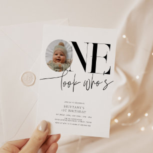 Invitation Regardez qui est une photo simple moderne 1er anni