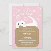Invitation Regardez un Baby shower d'Halloween rose Fantôme d (Devant)