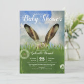 Invitation Regardez un lapin boo | Ciel bleu et nuages (Debout devant)