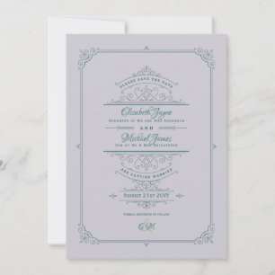 Invitation Régence vintage Mariage Organisé Enregistrer Les D