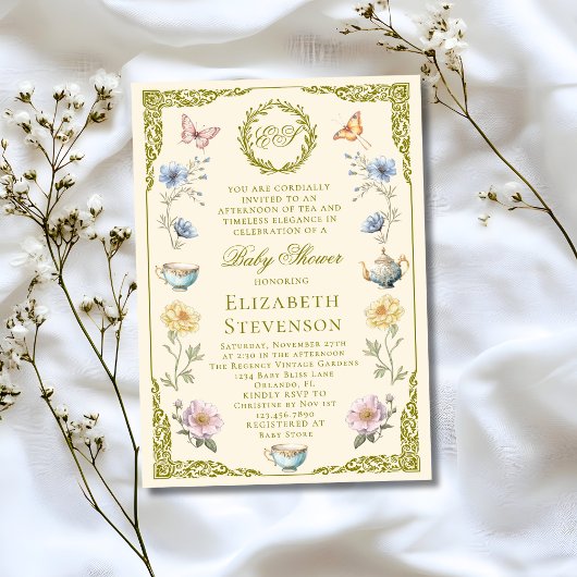 Invitation Regency A Baby Is Brewing Tea Party Baby Shower