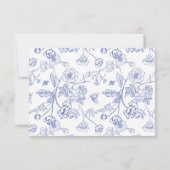Invitation Regency Blue Chinoiserie Floral Mariage Place Card (Dos)