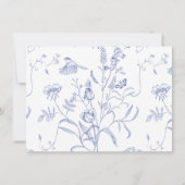 Invitation Regency Blue Floral Mariage Details Card (Dos)