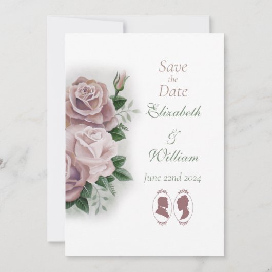 Invitation Regency Bridgerton Rose Roses Cameos (Devant)