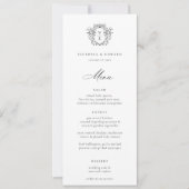 Invitation Regency Era Black Crest Monogram Menu Mariage (Devant)