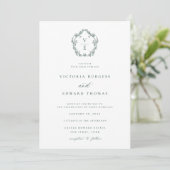 Invitation Regency Era Emerald Monogram Crest Mariage (Debout devant)