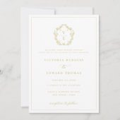 Invitation Regency Era Gold Crest Monogram Mariage (Devant)