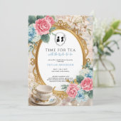 Invitation Regency Floral Tea Party bridal shower (Debout devant)