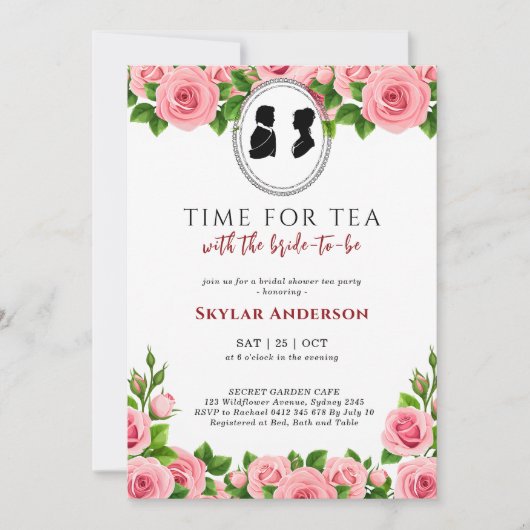 Invitation Regency Floral Tea Party douche nuptiale (Devant)