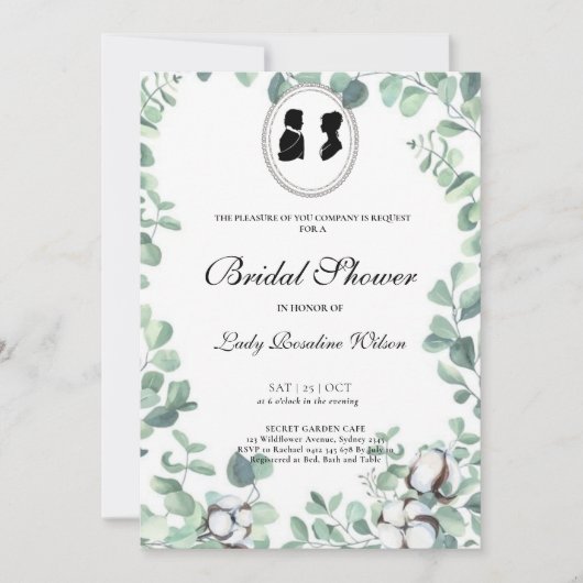 Invitation Regency Floral Tea Party douche nuptiale Invitatio (Devant)