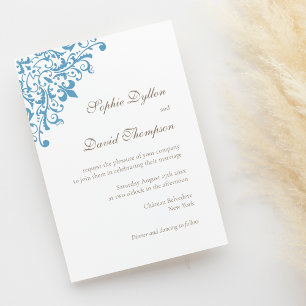 Invitation Regency French Blue Fleur de Lis Motif