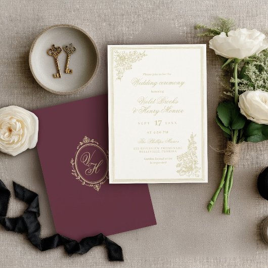 Invitation Regency Garden Vintage Classic Romantic Wedding