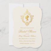 Invitation Regency Ivory Faux Gold Ornate Crest Fête des mari (Devant)