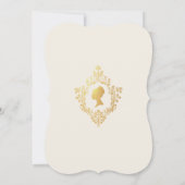 Invitation Regency Ivory Faux Gold Ornate Crest Fête des mari (Dos)