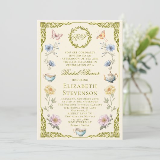 Invitation Regency Tea With The Bride To Be Bridal Shower (Debout devant)